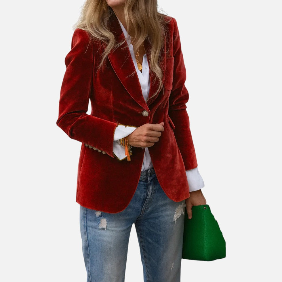 Aksamitna Marynarka Damska Czarna | Klasyczny Krój, Elegancka