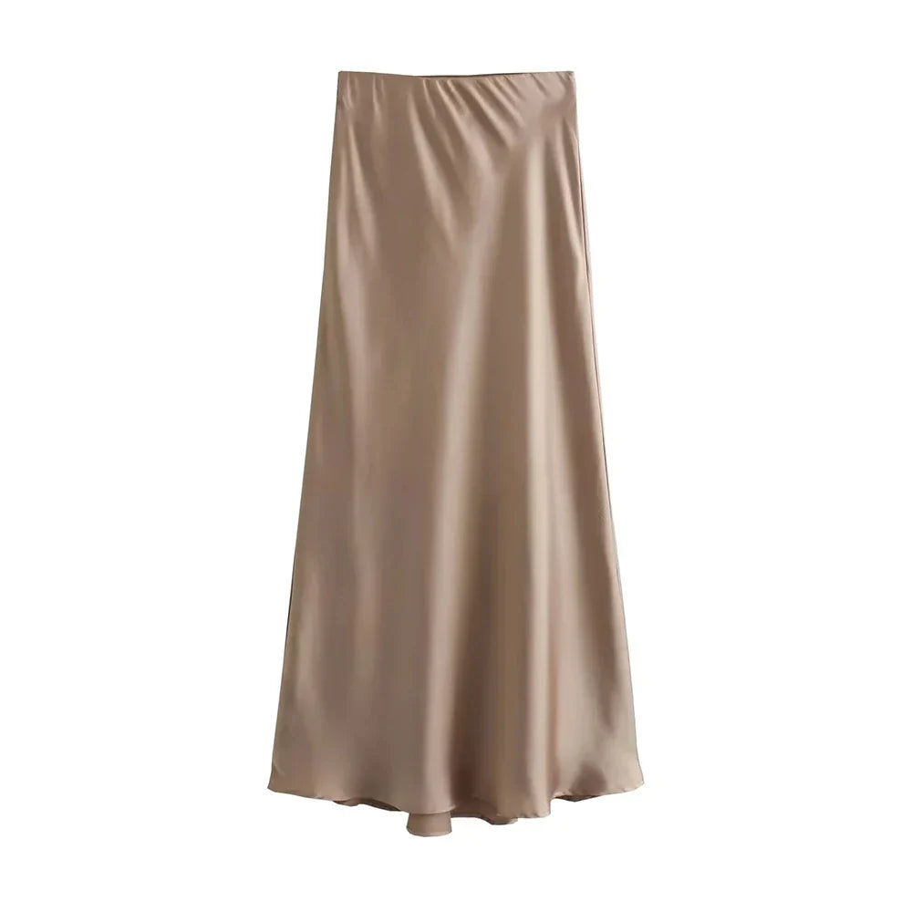 Elegancka Satynowa Spódnica Midi dla Kobiet
