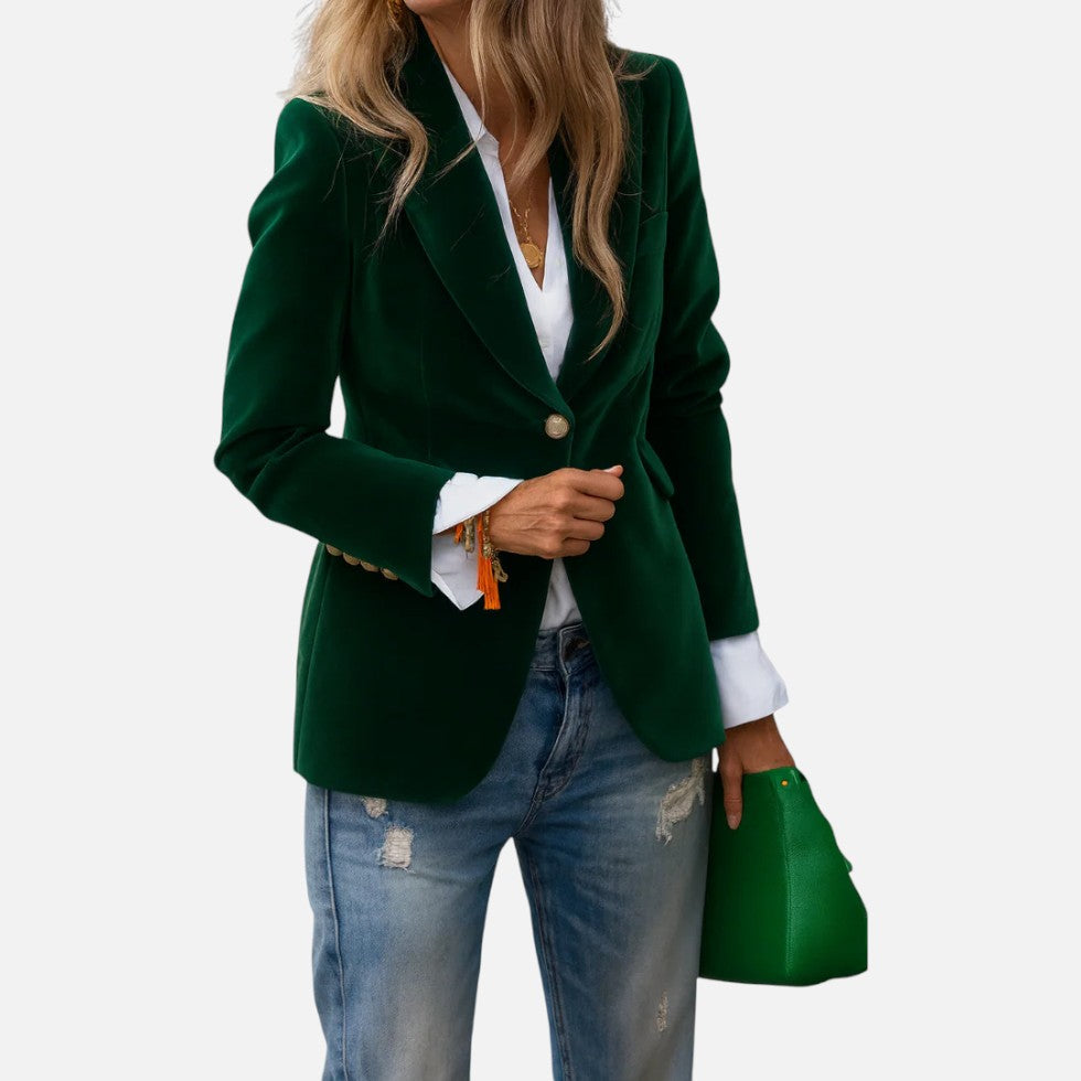Aksamitna Marynarka Damska Czarna | Klasyczny Krój, Elegancka