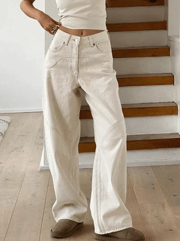 Damskie Baggy Jeans z Wycięciem
