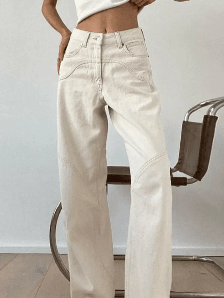 Damskie Baggy Jeans z Wycięciem