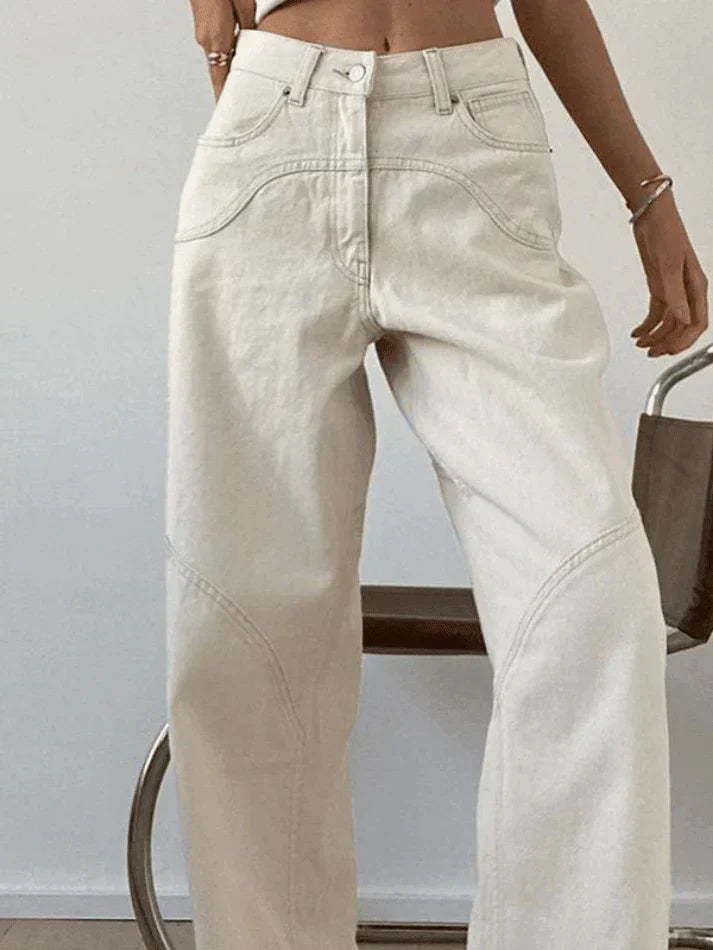 Damskie Baggy Jeans z Wycięciem
