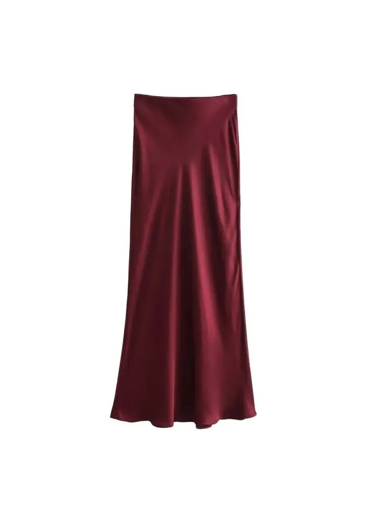 Elegancka Satynowa Spódnica Midi dla Kobiet