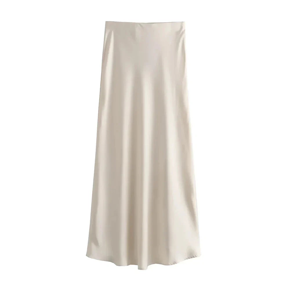 Elegancka Satynowa Spódnica Midi dla Kobiet