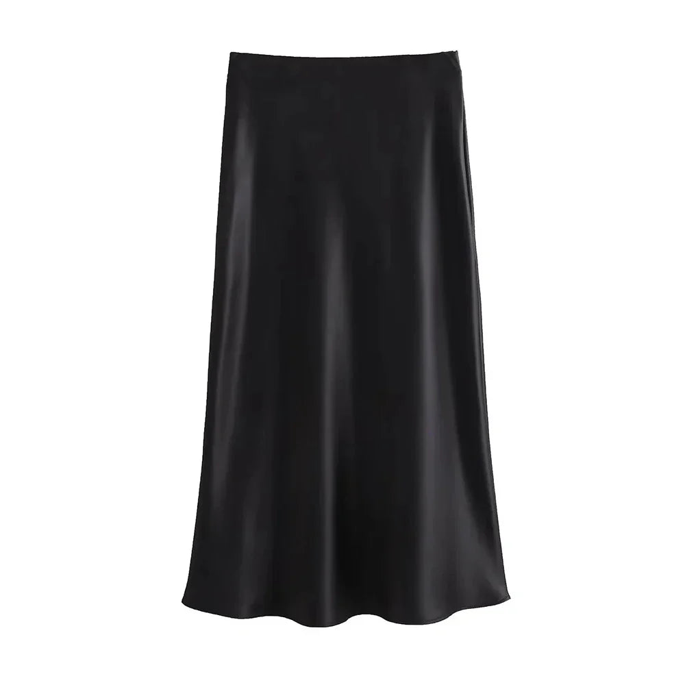 Elegancka Satynowa Spódnica Midi dla Kobiet