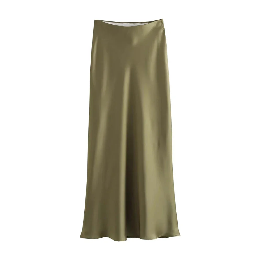 Elegancka Satynowa Spódnica Midi dla Kobiet