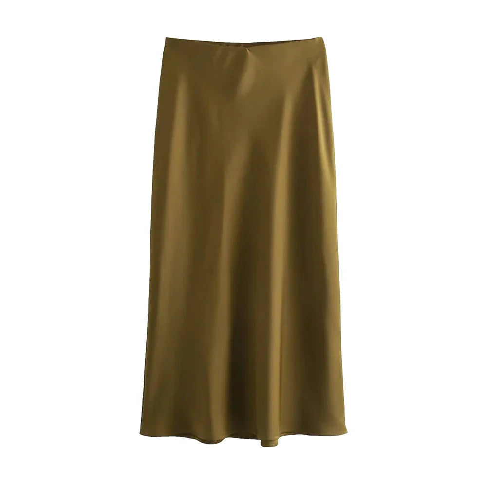 Elegancka Satynowa Spódnica Midi dla Kobiet