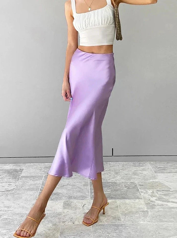 Elegancka Satynowa Spódnica Midi dla Kobiet