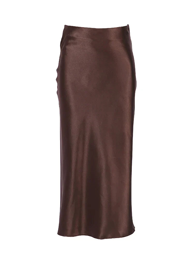 Elegancka Satynowa Spódnica Midi dla Kobiet