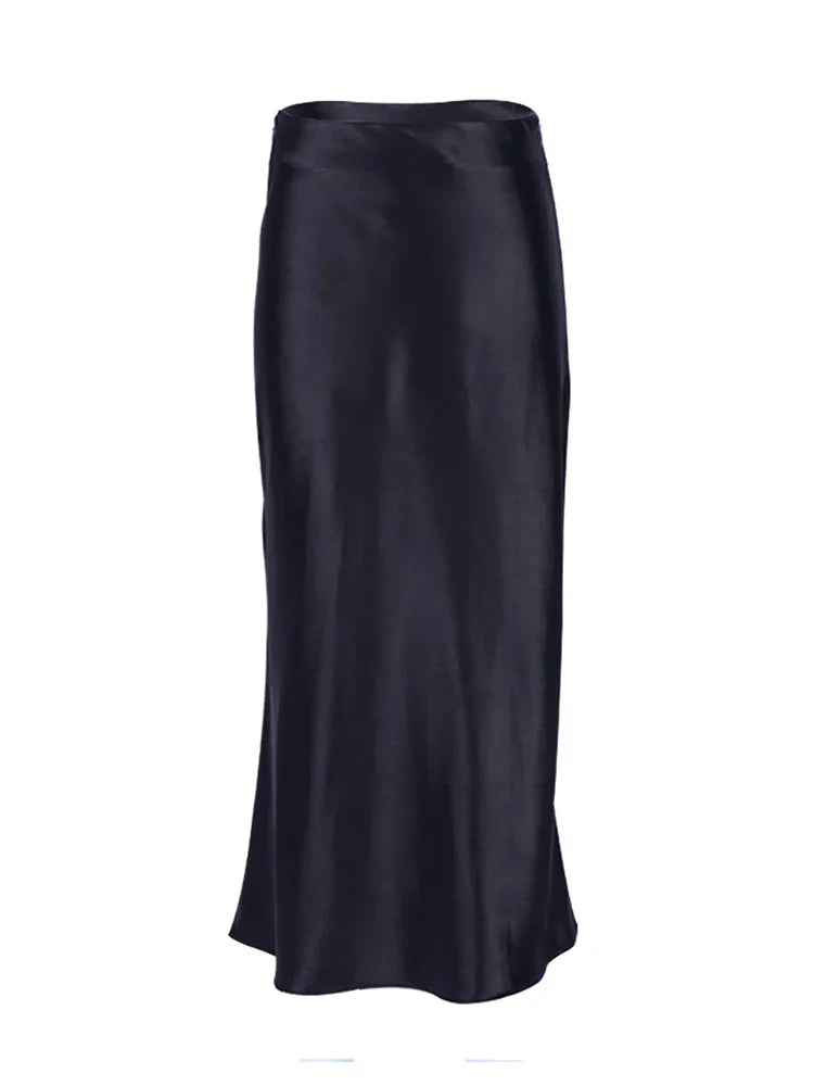 Elegancka Satynowa Spódnica Midi dla Kobiet