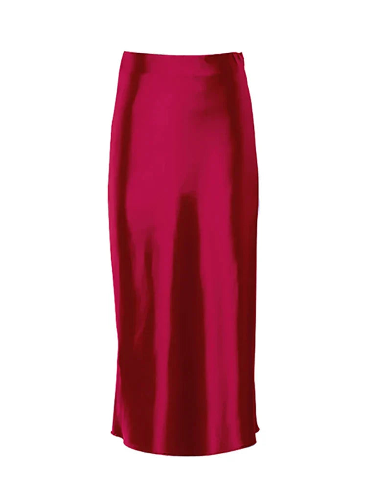 Elegancka Satynowa Spódnica Midi dla Kobiet