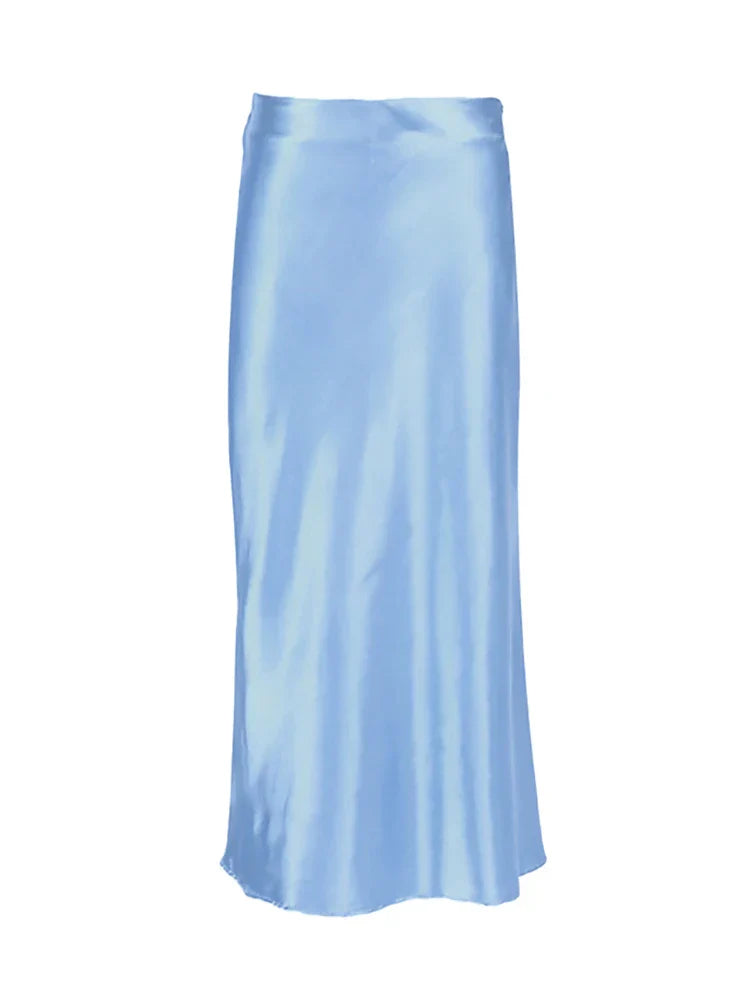 Elegancka Satynowa Spódnica Midi dla Kobiet