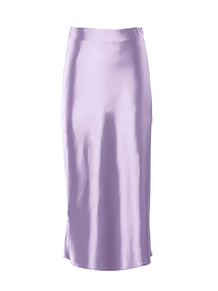 Elegancka Satynowa Spódnica Midi dla Kobiet