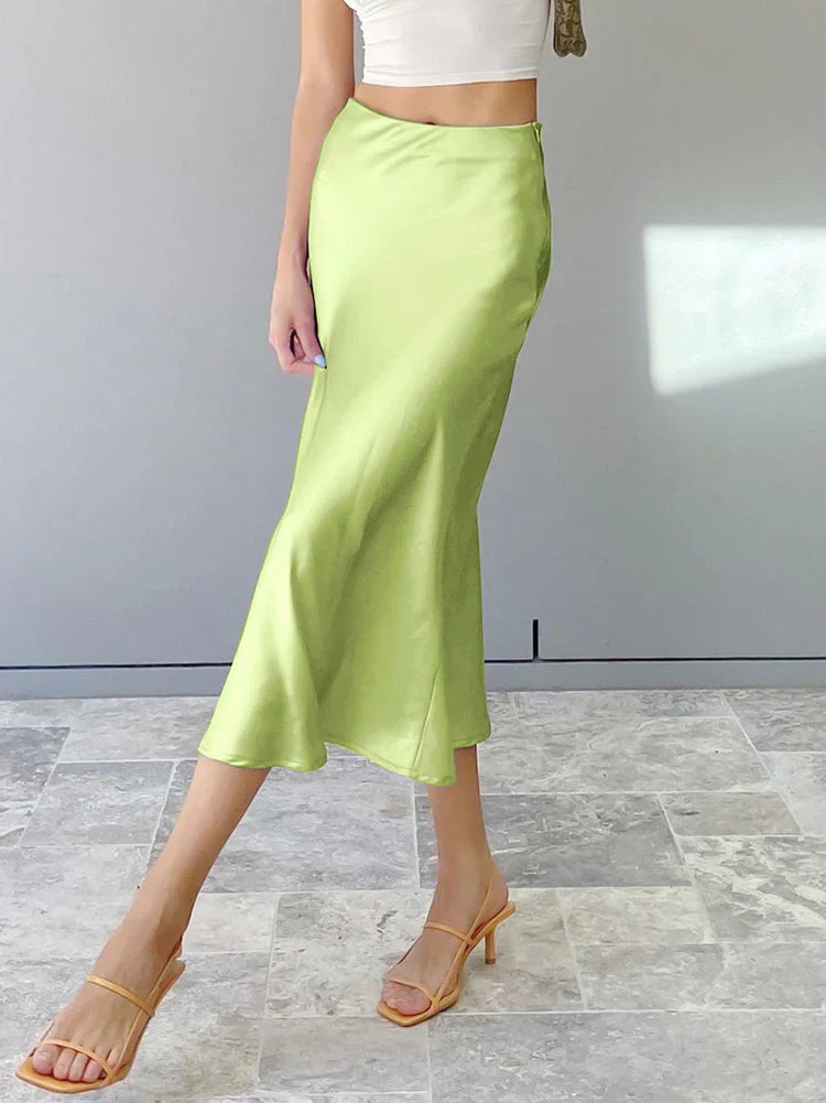Elegancka Satynowa Spódnica Midi dla Kobiet