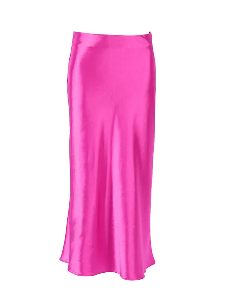 Elegancka Satynowa Spódnica Midi dla Kobiet