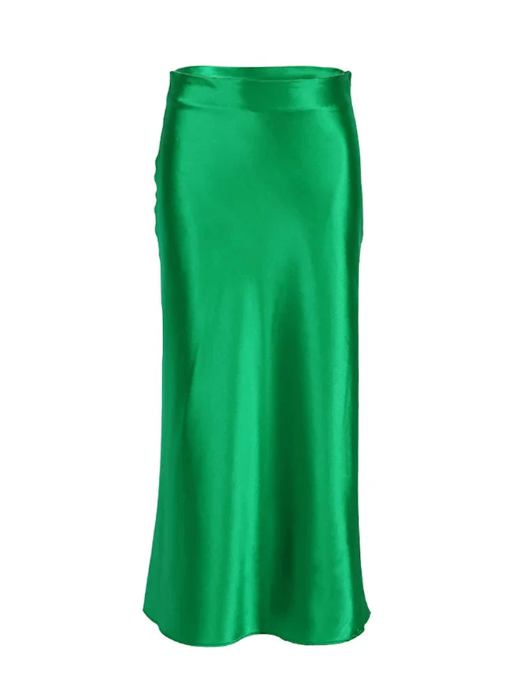 Elegancka Satynowa Spódnica Midi dla Kobiet