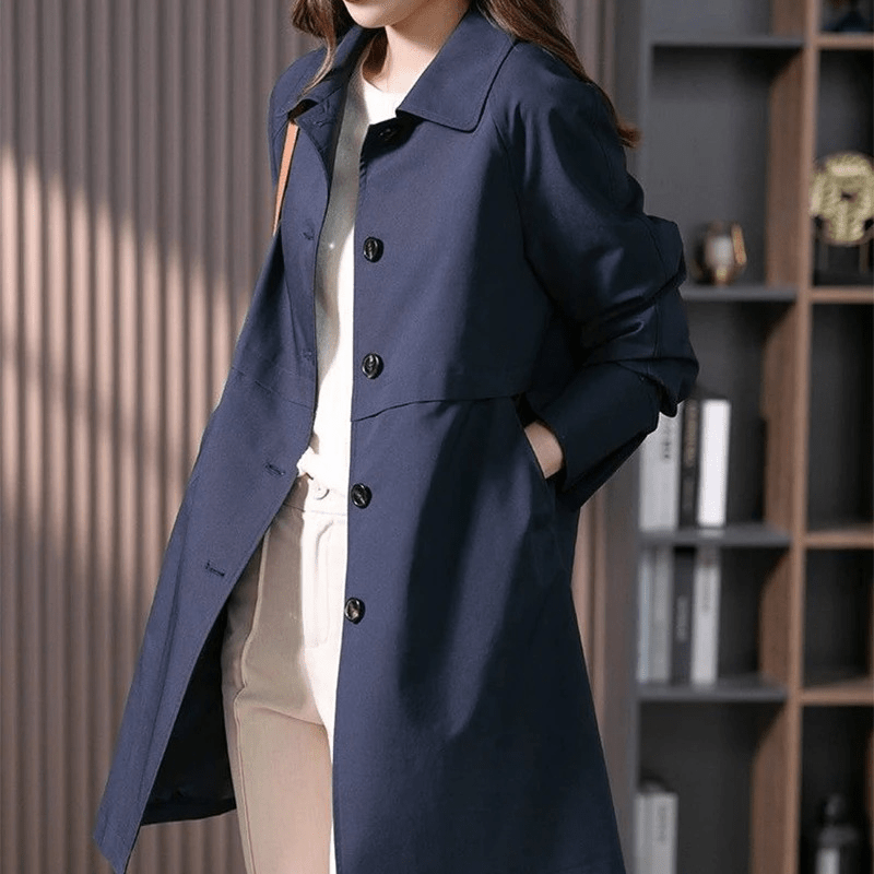 Kobiecy Zimowy Płaszcz Trench z Guzikami – Casual, Elegancki i Uniwersalny