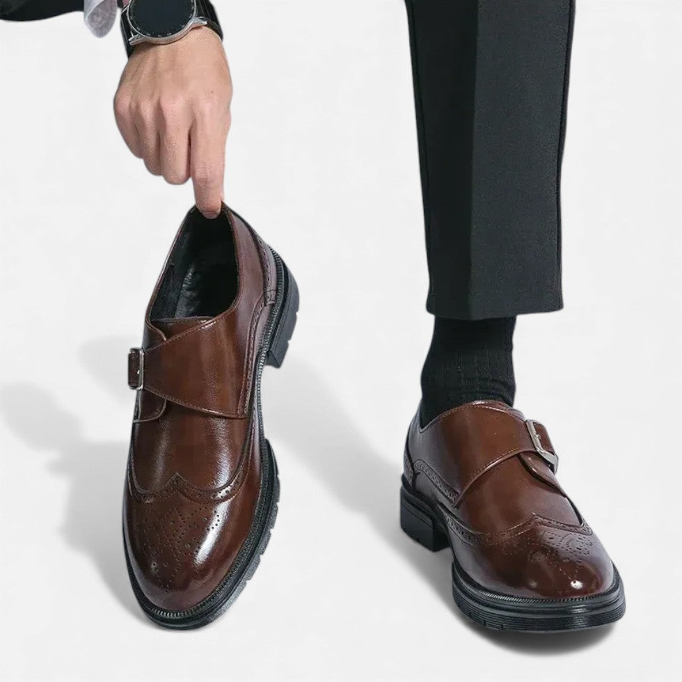 Marek Męskie Monkstrap Buty | Klasyczny Styl Brogue, Skórzane