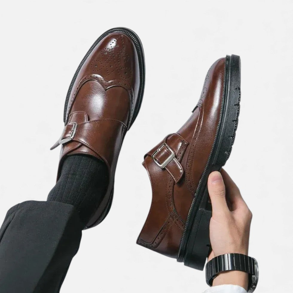 Marek Męskie Monkstrap Buty | Klasyczny Styl Brogue, Skórzane
