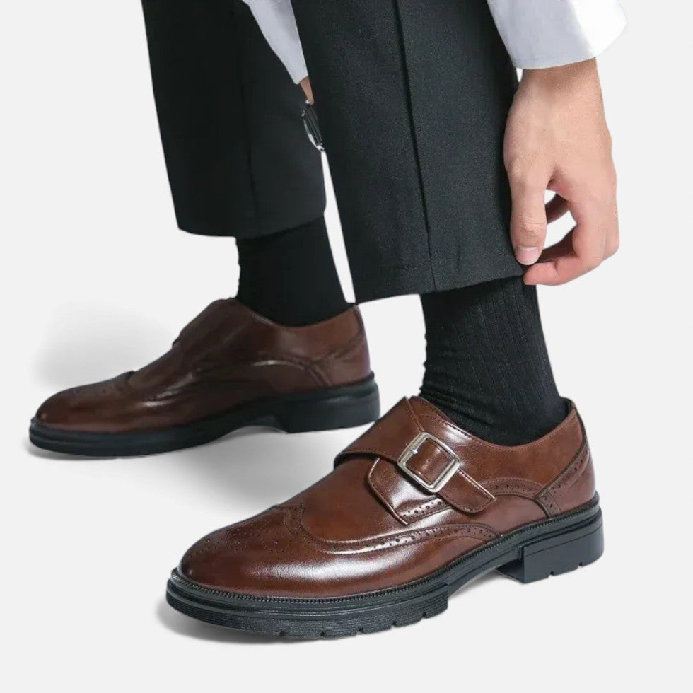 Marek Męskie Monkstrap Buty | Klasyczny Styl Brogue, Skórzane
