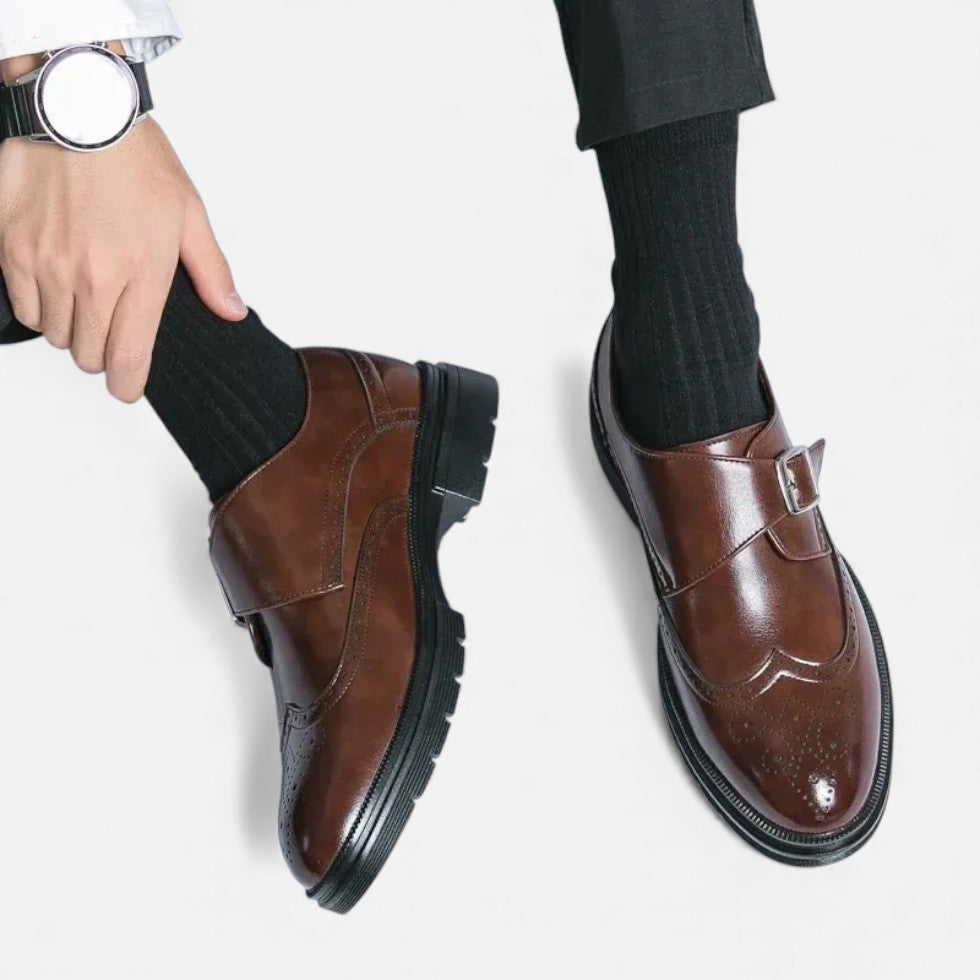 Marek Męskie Monkstrap Buty | Klasyczny Styl Brogue, Skórzane