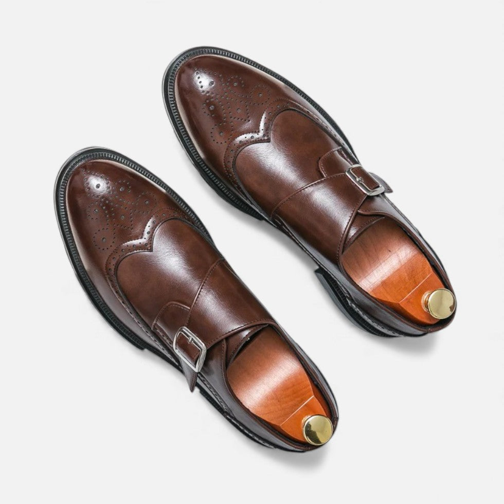 Marek Męskie Monkstrap Buty | Klasyczny Styl Brogue, Skórzane