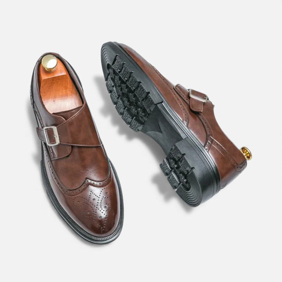 Marek Męskie Monkstrap Buty | Klasyczny Styl Brogue, Skórzane