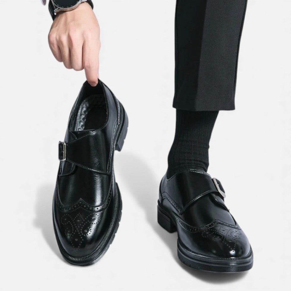 Marek Męskie Monkstrap Buty | Klasyczny Styl Brogue, Skórzane