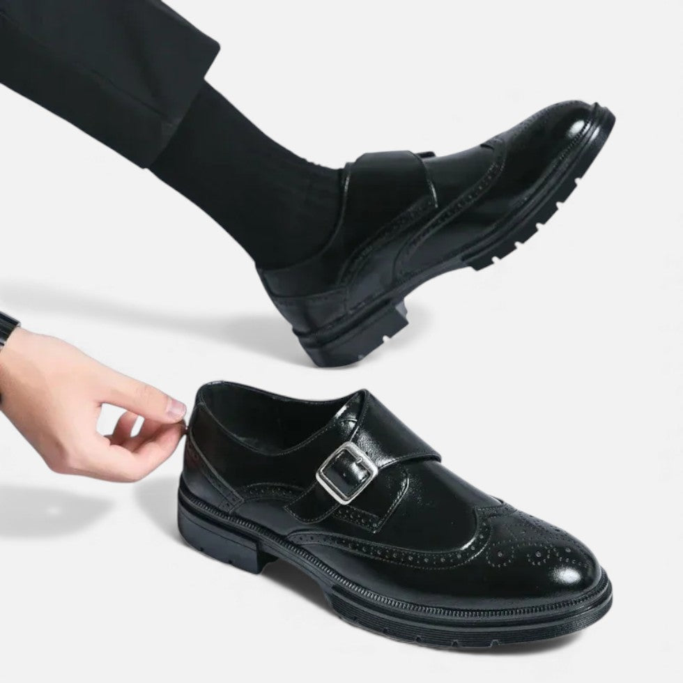 Marek Męskie Monkstrap Buty | Klasyczny Styl Brogue, Skórzane