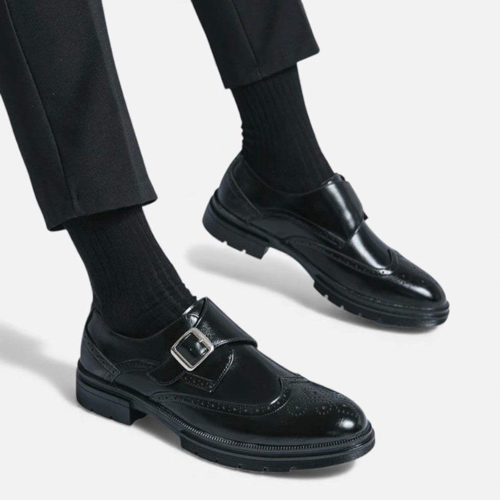 Marek Męskie Monkstrap Buty | Klasyczny Styl Brogue, Skórzane