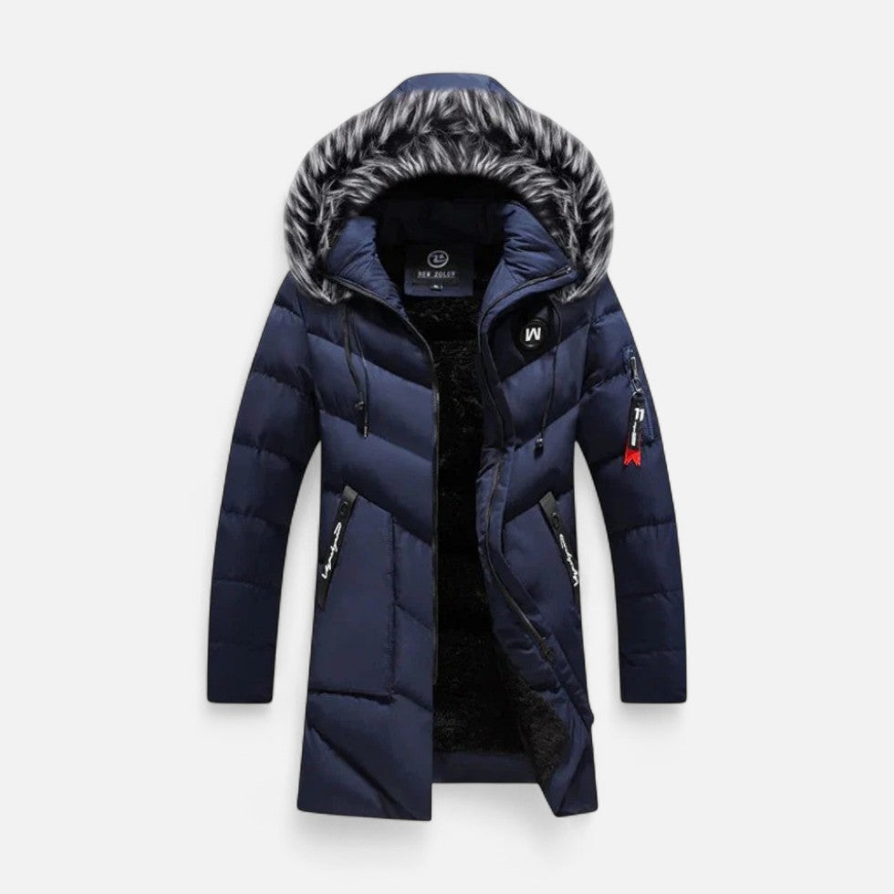 Młody Męska Kurtka Zimowa | Pikowana, Sztuczne Futro, Regulowany Kaptur