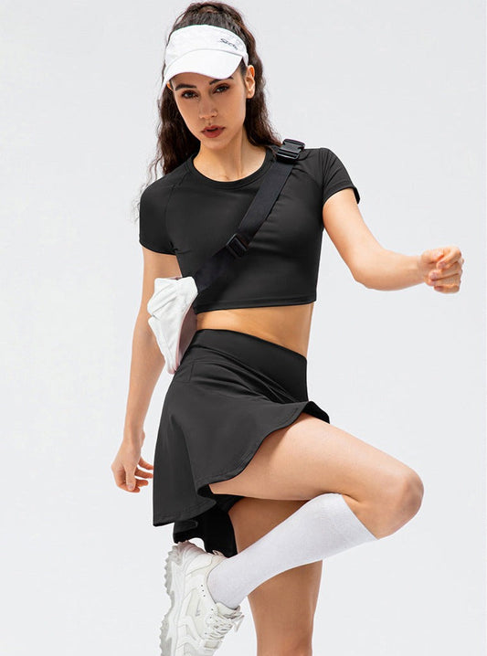 Sienna Women's Sportowa Spódnica | Wysoki Pas, Zintegrowane Spodenki